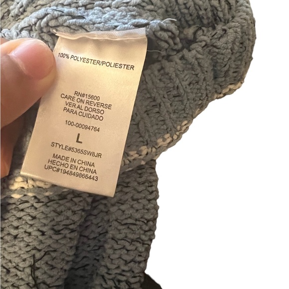 MM by MY MICHELLE Size L Knit Dolman Sleeve Pullover Sweater Lt. Blue White - Picture 8 of 8